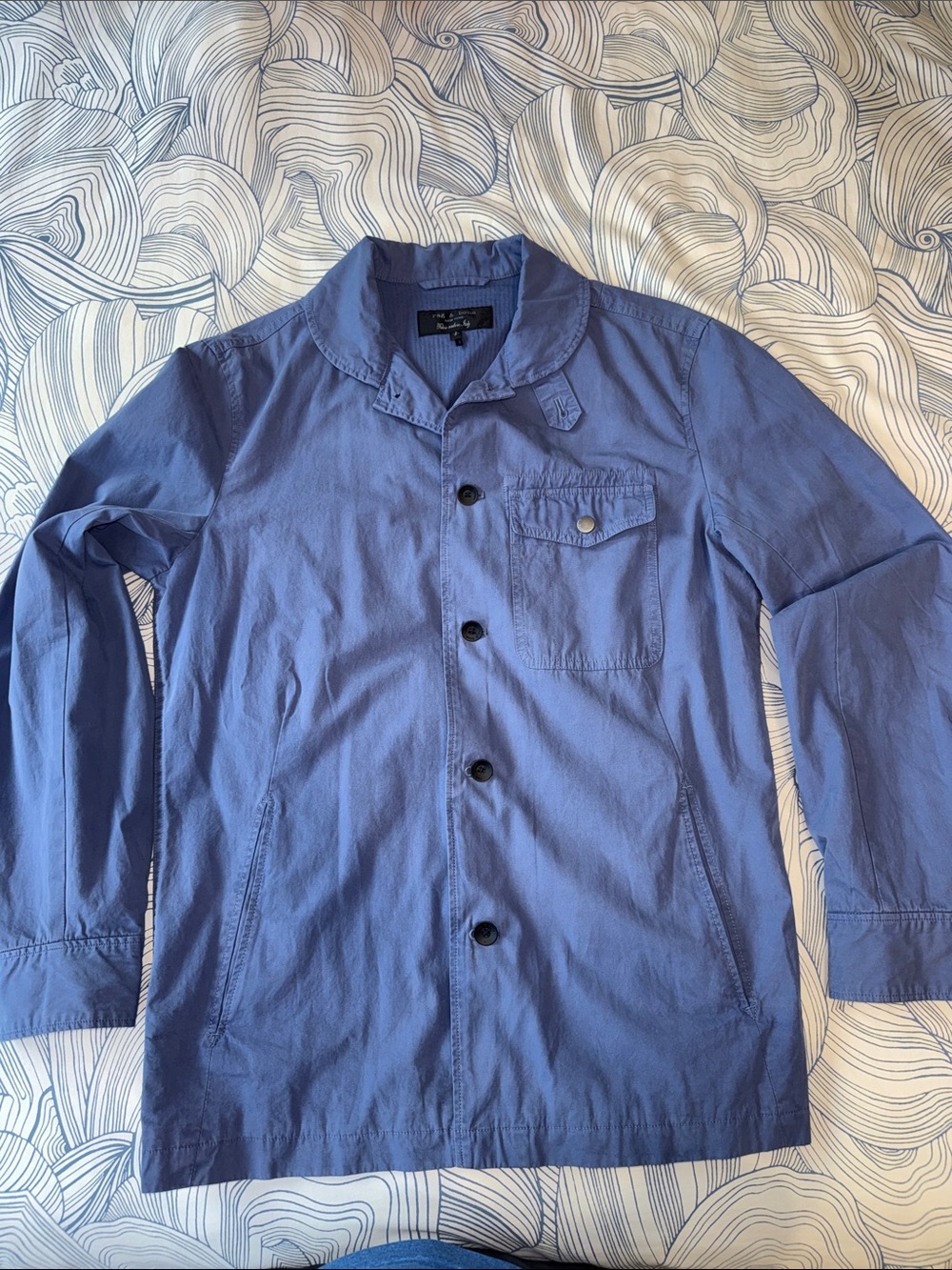 rag & bone Men's Lightweight Shirt Jacket in Periwinkle Blue
